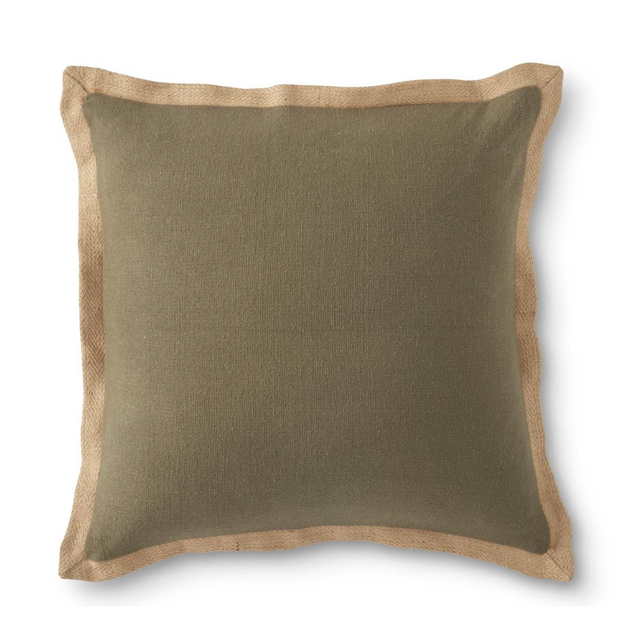 20" Square Burlap Pillow w/Jute Flange