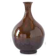 Brown & Burgundy Metal and Enamel Vases