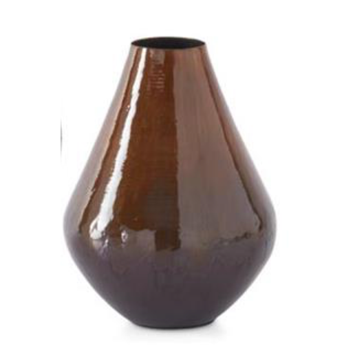 Brown & Burgundy Metal and Enamel Vases
