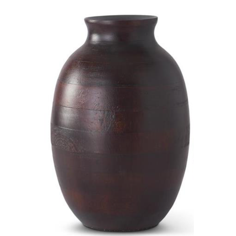 Dark Mango Wood Pot Bellied Vase