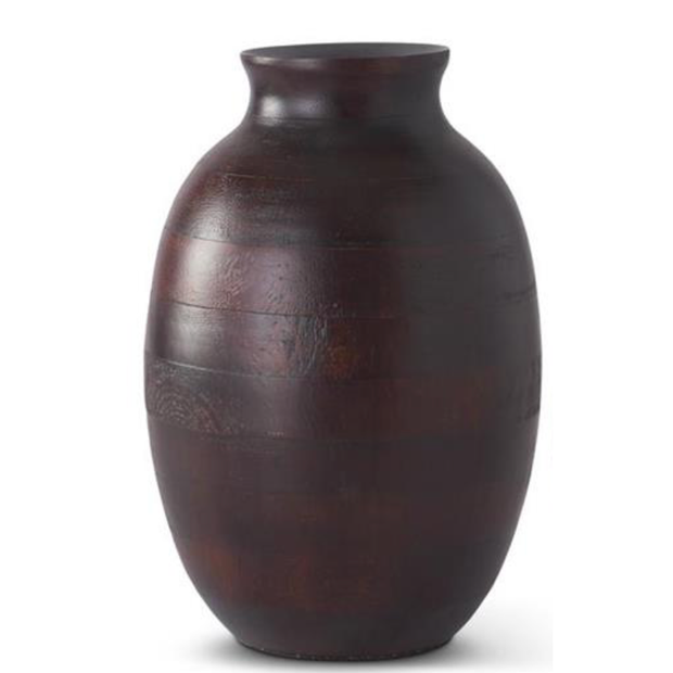 Dark Mango Wood Pot Bellied Vase