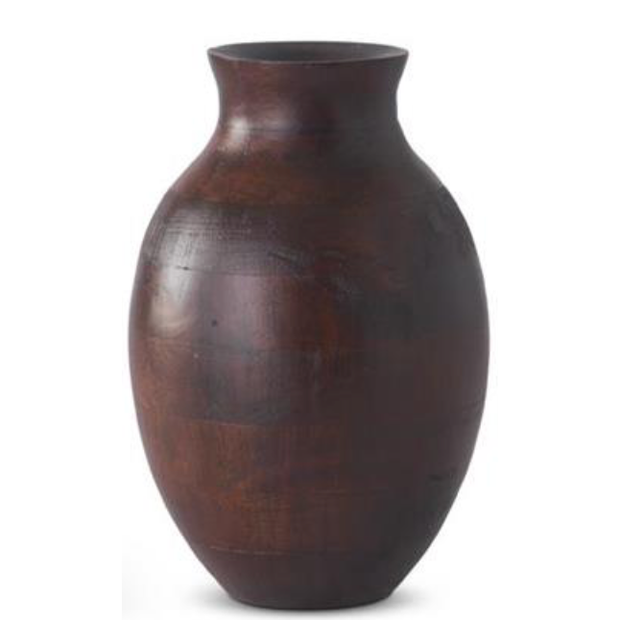 Dark Mango Wood Pot Bellied Vase