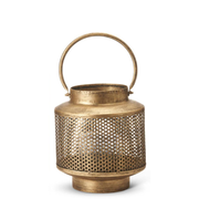 Gold Metal Mesh Lanterns w/ Glass