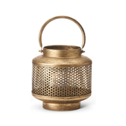 Gold Metal Mesh Lanterns w/ Glass