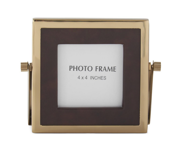 Brown Vegan Leather/ Gold Photo Frame