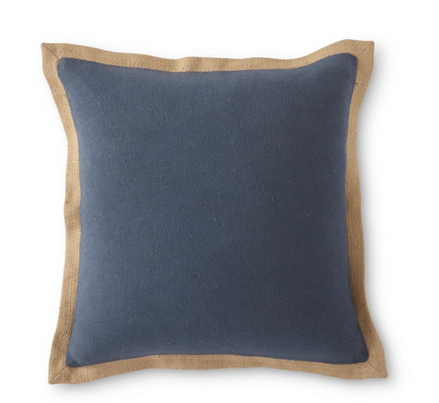20" Square Burlap Pillow w/Jute Flange