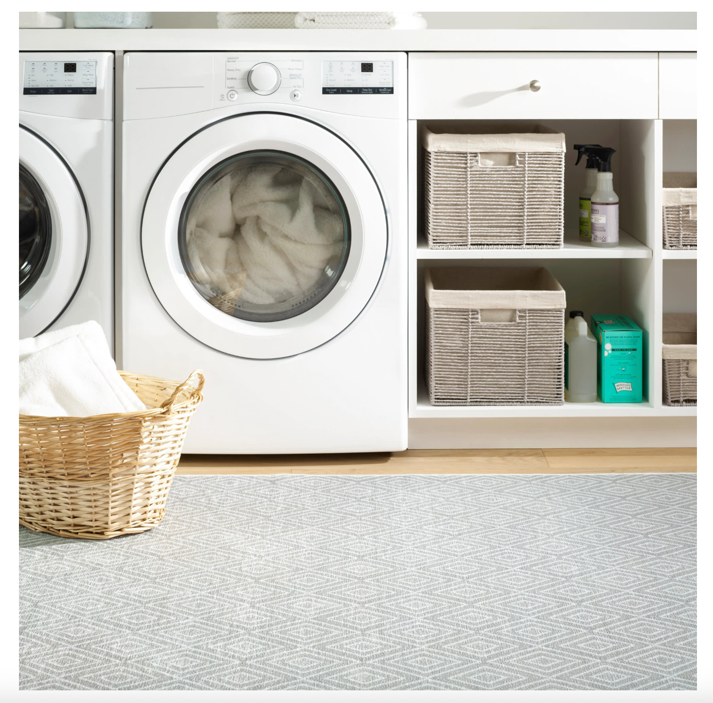 Diamond Machine Washable Rug - Platinum/ White