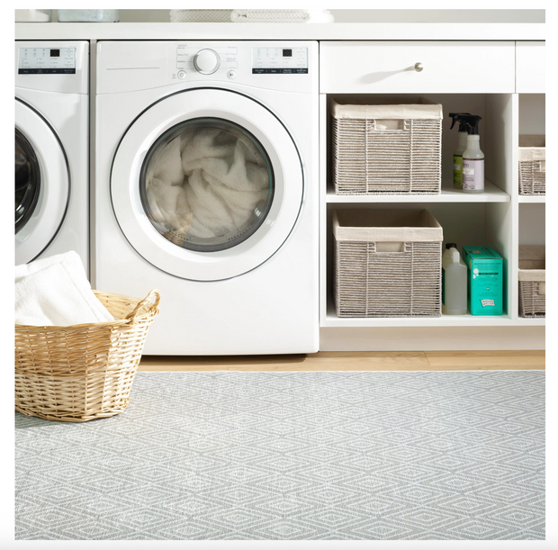 Diamond Machine Washable Rug - Platinum/ White