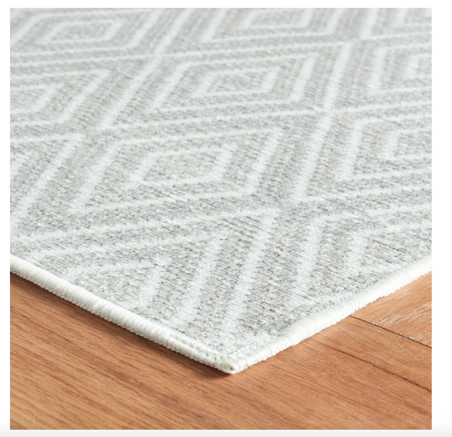 Diamond Machine Washable Rug - Platinum/ White