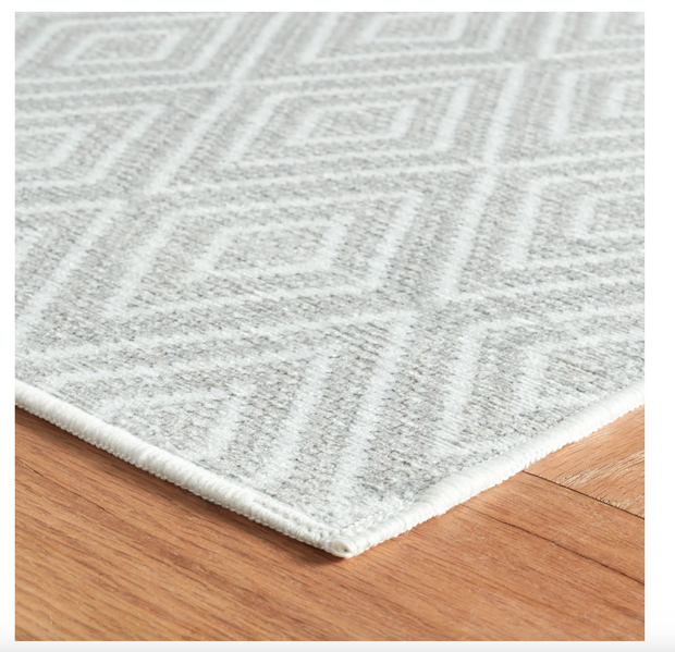 Diamond Machine Washable Rug - Platinum/ White