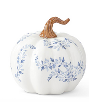White/ Blue Floral Ceramic Pumpkins