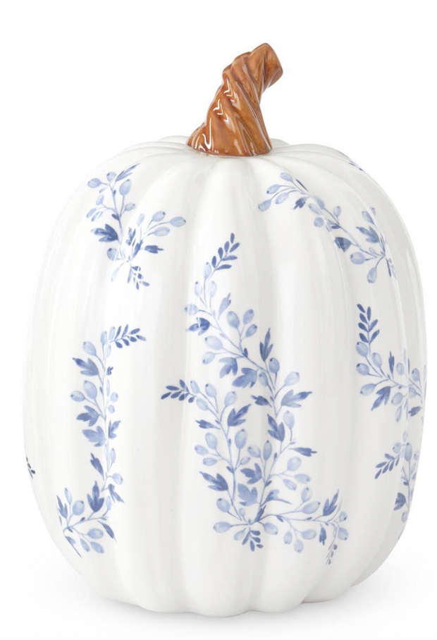 White/ Blue Floral Ceramic Pumpkins