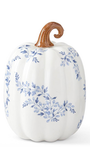 White/ Blue Floral Ceramic Pumpkins