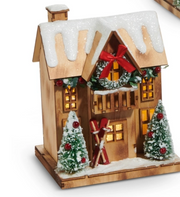 9" Lighted Lodge Houses