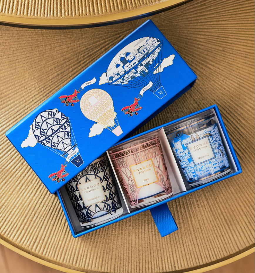 Trio Travel Candles - Manhattan, Paris, Mykonos