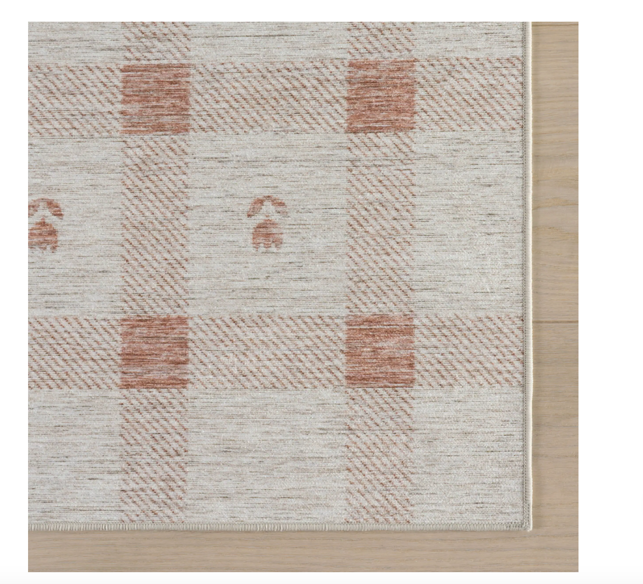 Gingham Machine Washable Rug