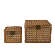 S/2 Natural Brown Rattan Box Set