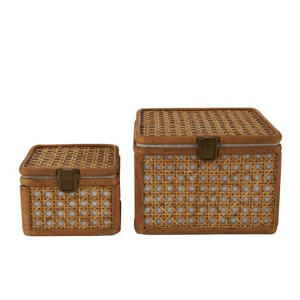 S/2 Natural Brown Rattan Box Set