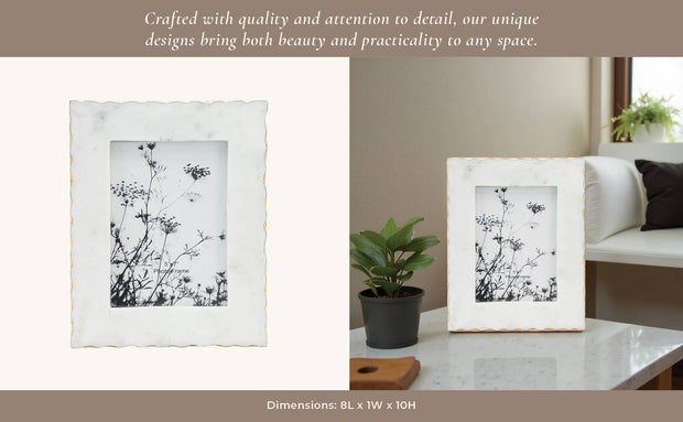 White  Marble Photo Frame with Gold Trim