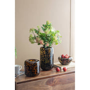 Amber Leopard Glass Vase