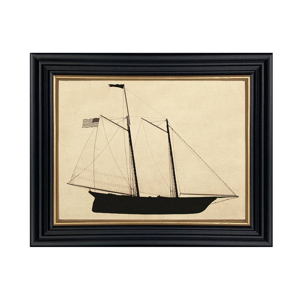 First America Cup Winner 1851 Vintage Silhouette Print