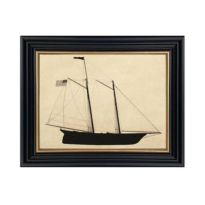 First America Cup Winner 1851 Vintage Silhouette Print