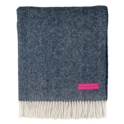 Southampton Home Lambswool Herringbone Throw ~ Navy ~