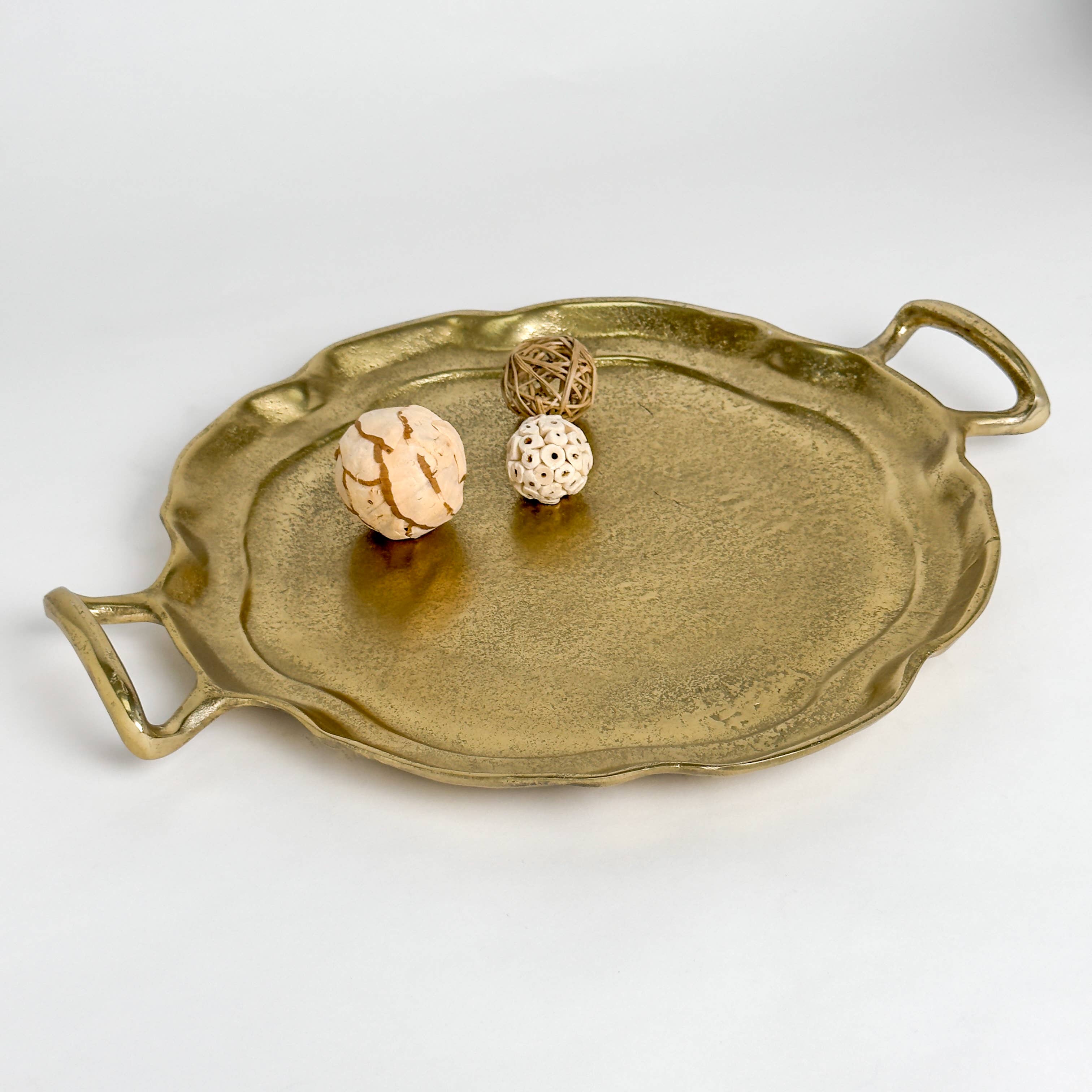 Gilded Round Tray w/Handles