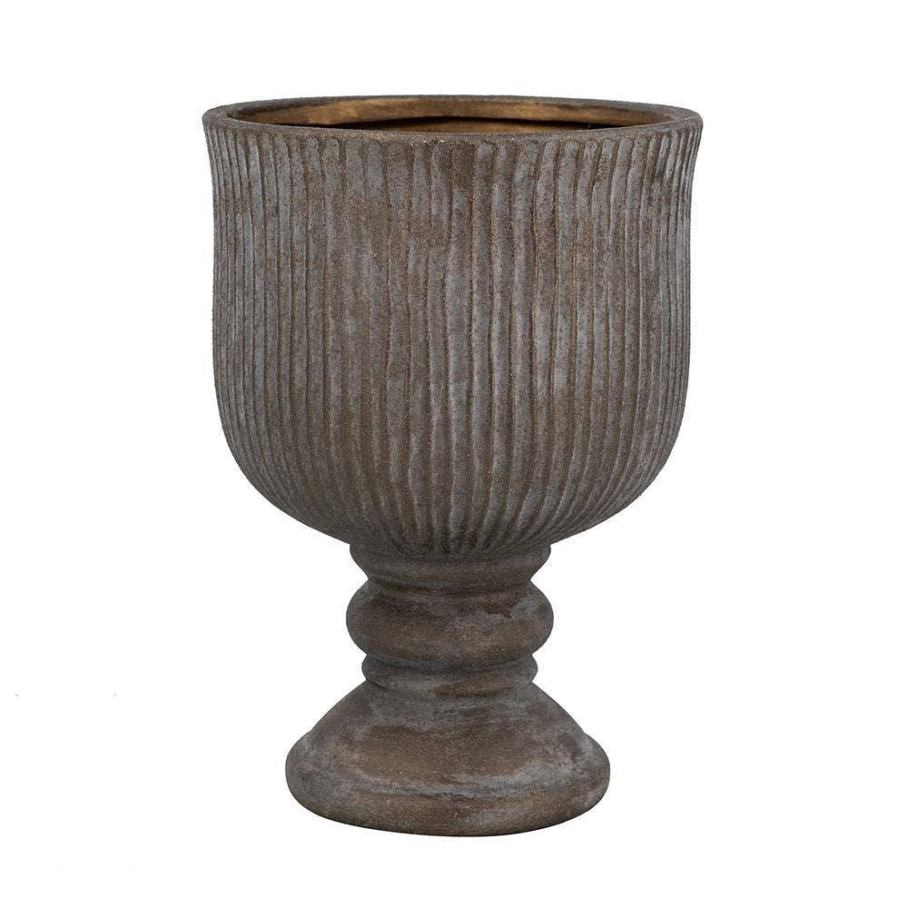 Terracotta Vase w/ Ridged Bronze Finish