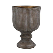 Terracotta Vase w/ Ridged Bronze Finish