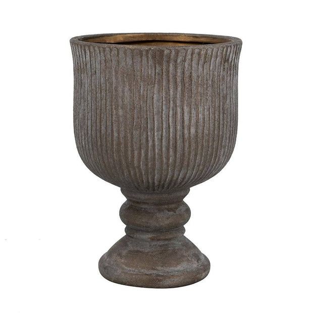 Terracotta Vase w/ Ridged Bronze Finish