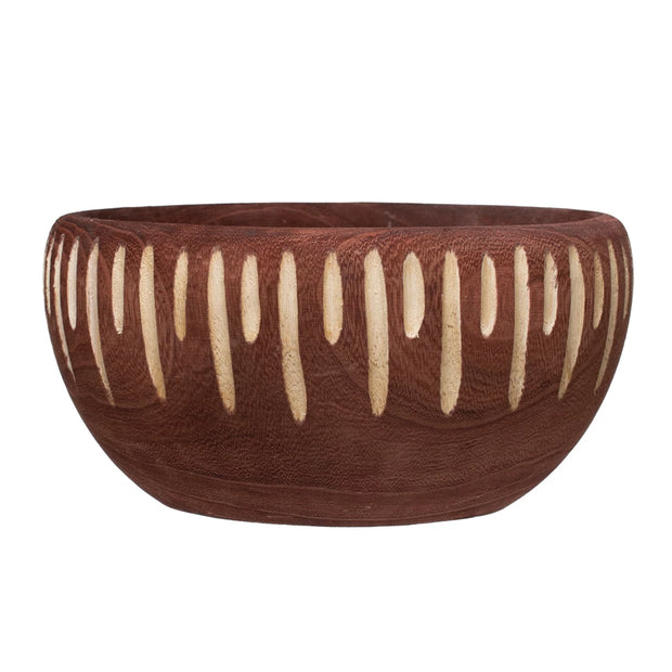 Decorative Carved Paulownia Wood Bowl
