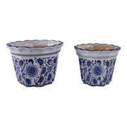 Blue Stoneware Chinoiserie Pot Planter