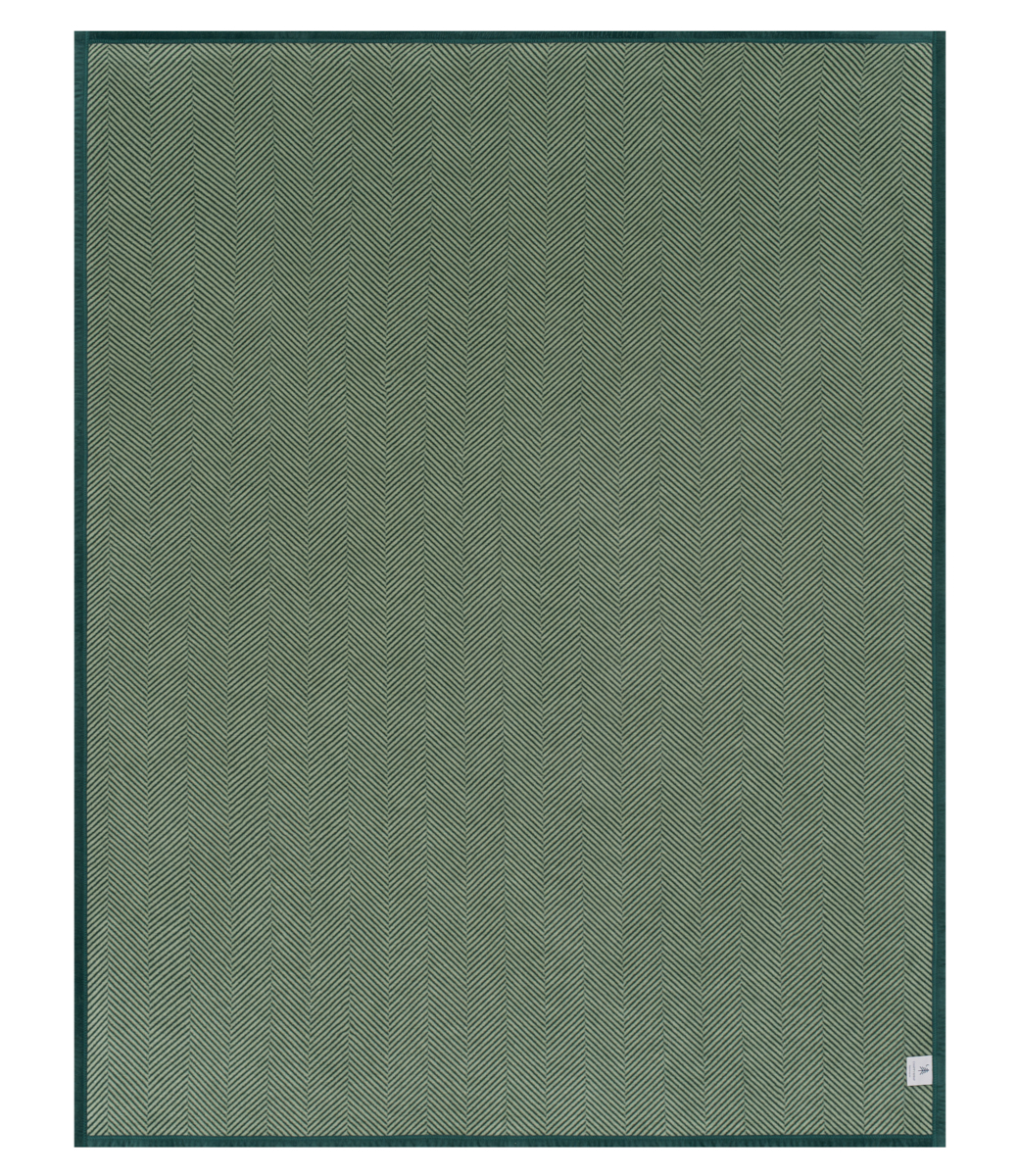 Harborview Herringbone Forest Green Blanket