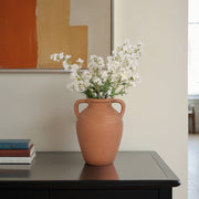 Brown Ceramic With Handles Decorative Vase