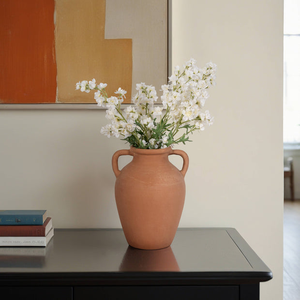 Brown Ceramic With Handles Decorative Vase