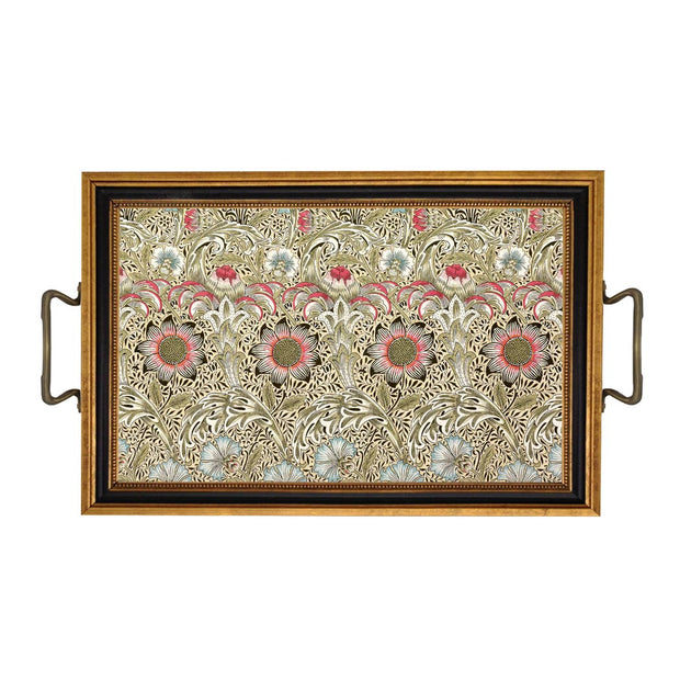 William Morris Corncockle Decorative Tray with Brass Handles