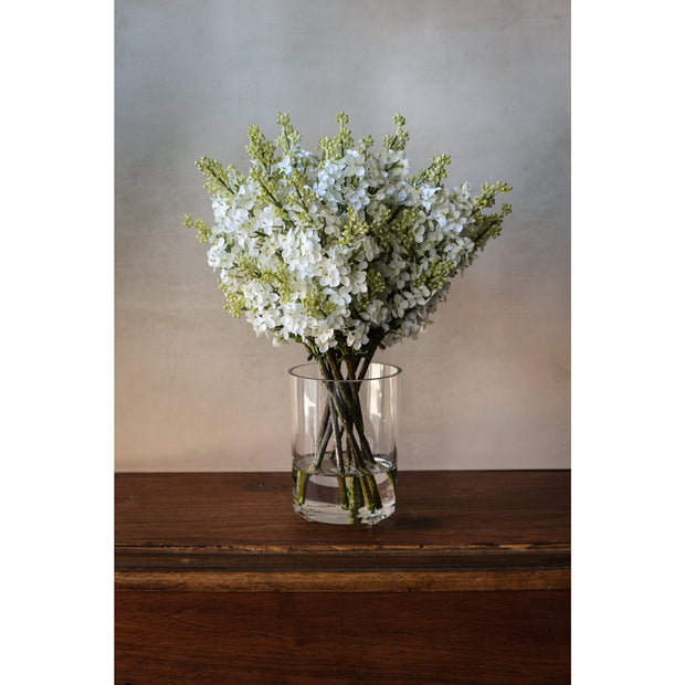 17" White Lilac Glass Vase