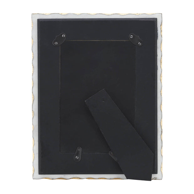 White Rectangle Marble and Gold Trim Photo Frame