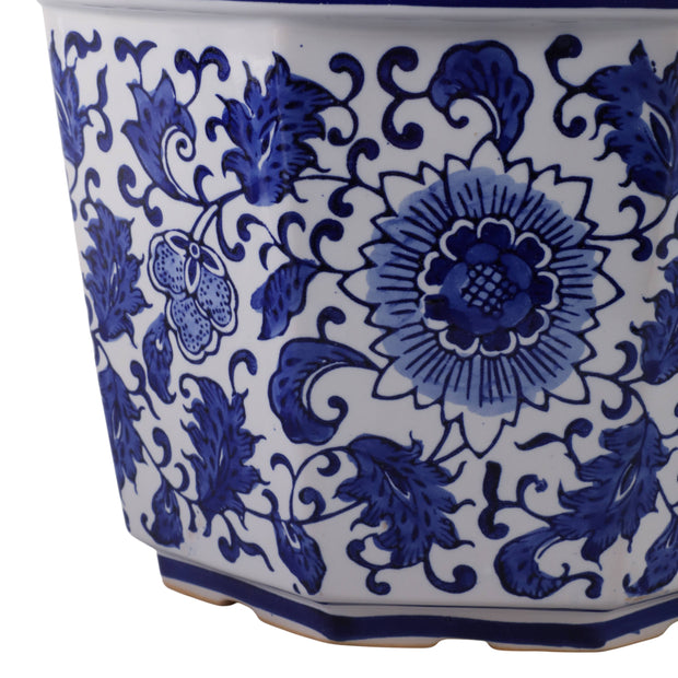 Blue Stoneware Chinoiserie Pot Planter