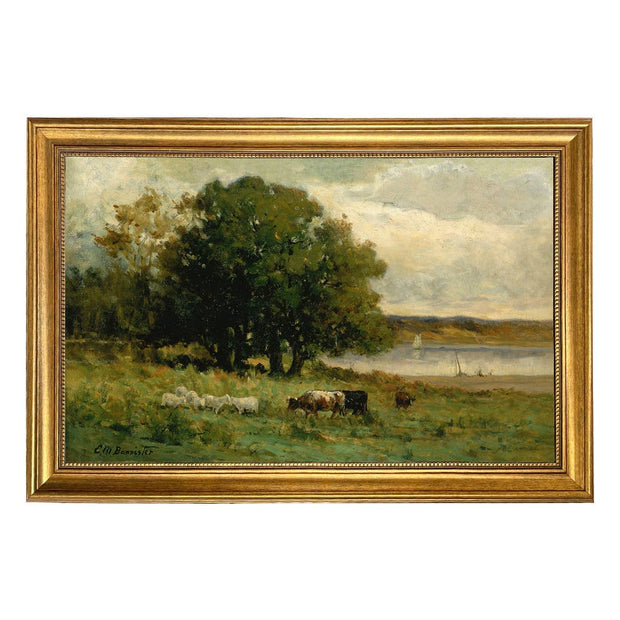 Cows in a Landscape Oil Painting Print on Canvas