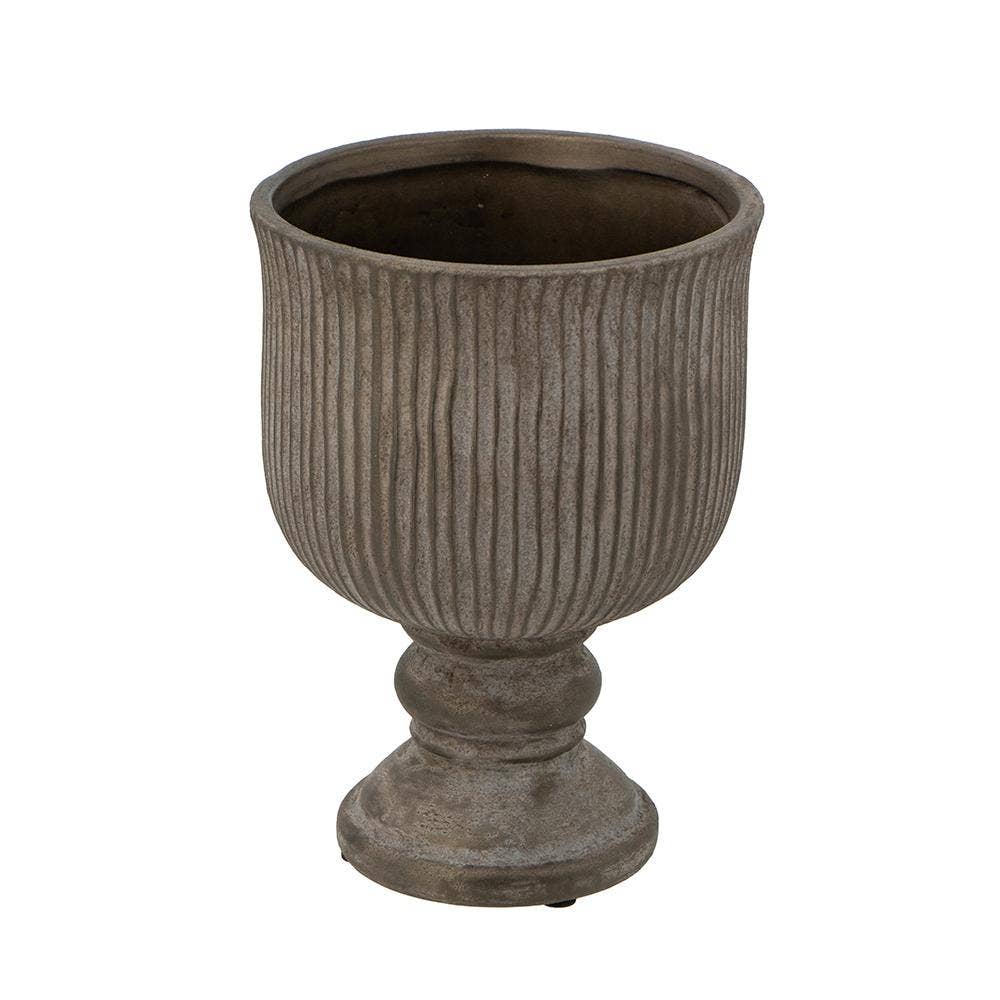 Terracotta Vase w/ Ridged Bronze Finish