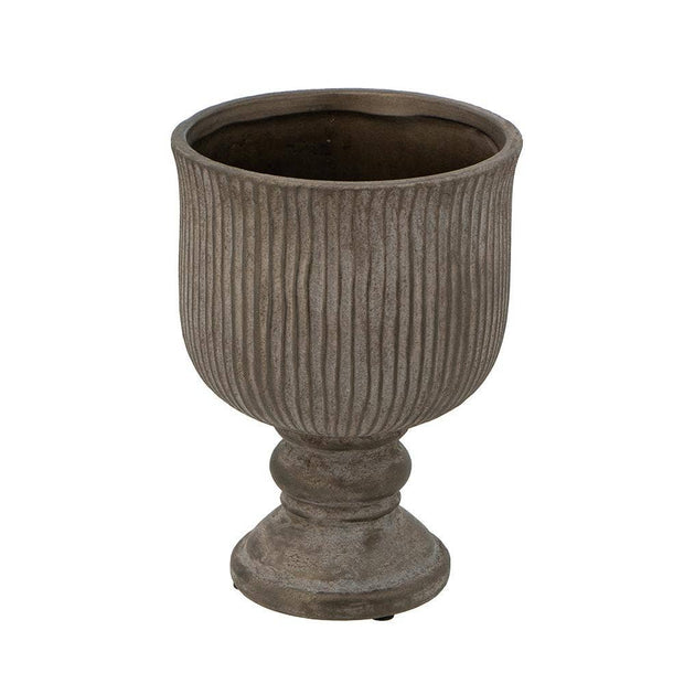 Terracotta Vase w/ Ridged Bronze Finish