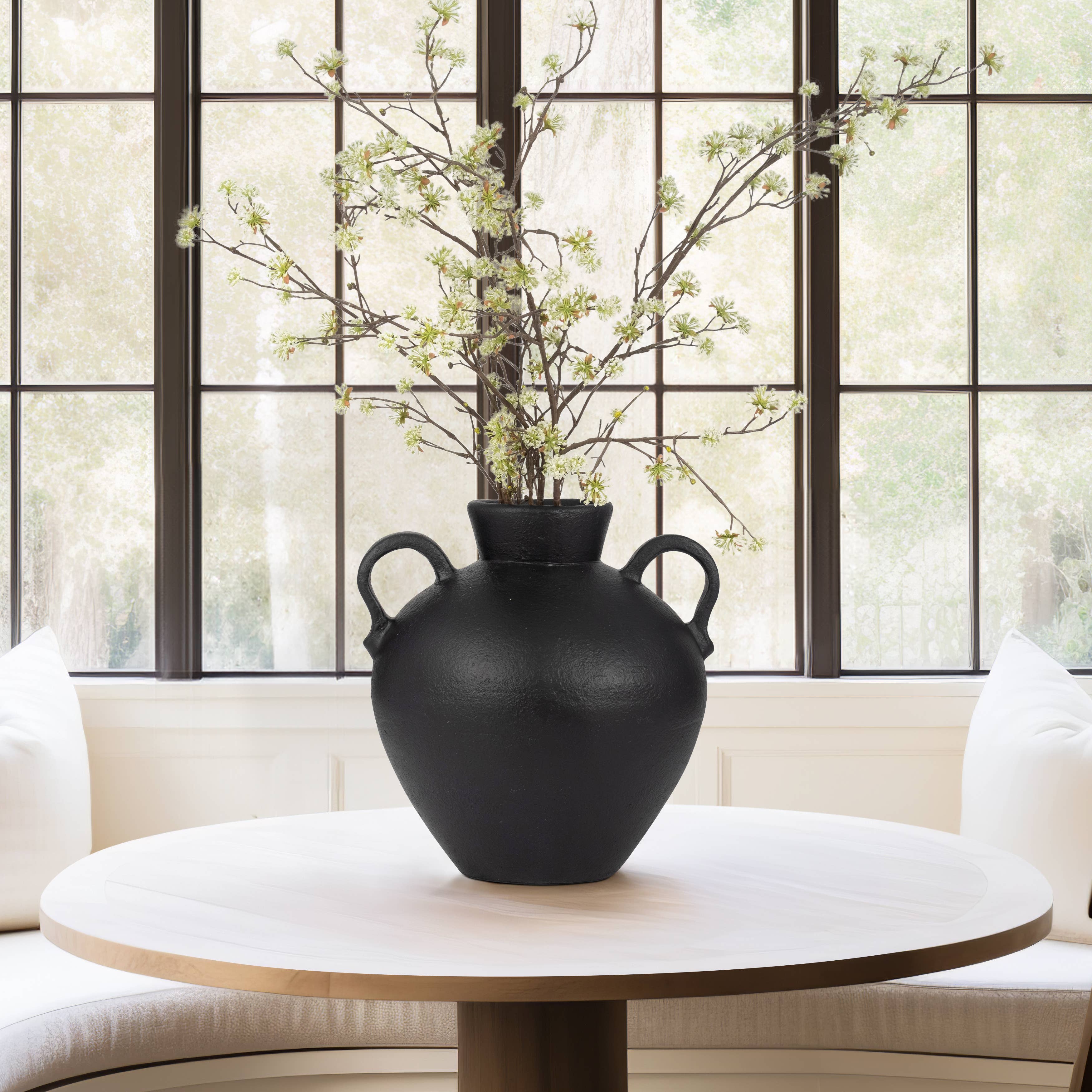 Black Terra Cotta Amphora Organic Vase