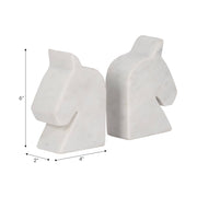 S/2- White Marble Horse Head Bookends