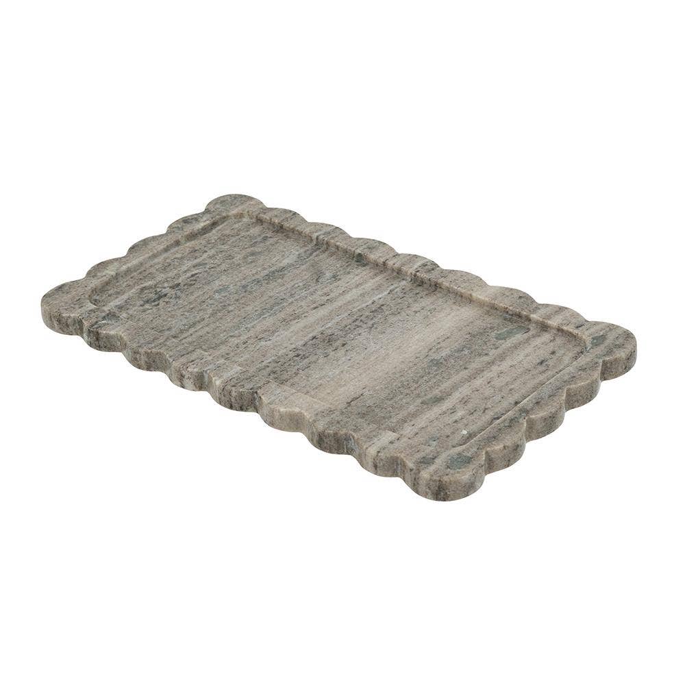Scalloped Marble Tray with Natural Gray Finish