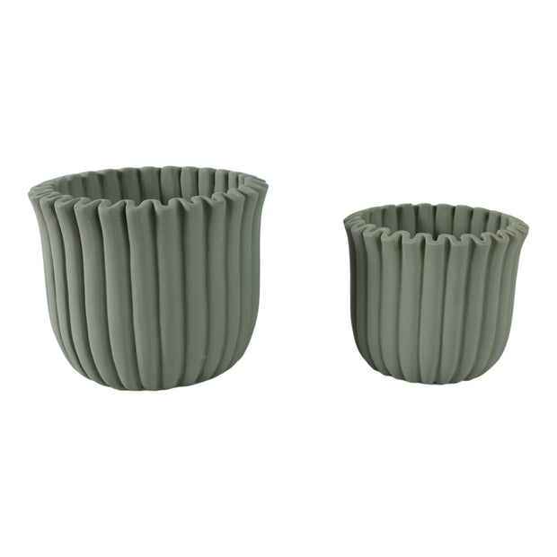 Sage Green Fluted Planter