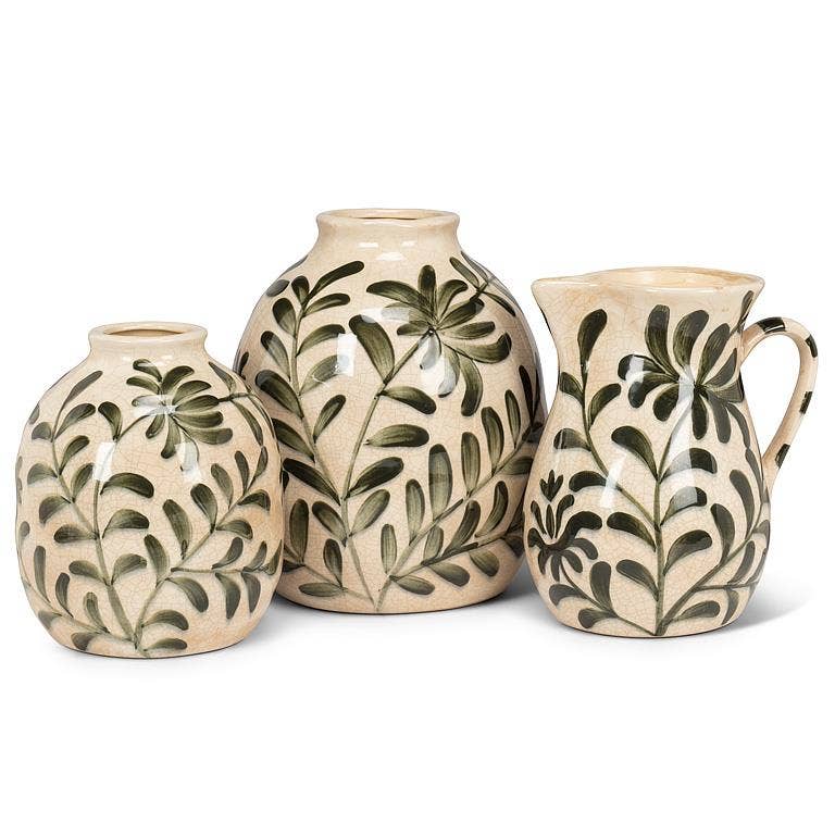 Green Frond Round Vase, 7