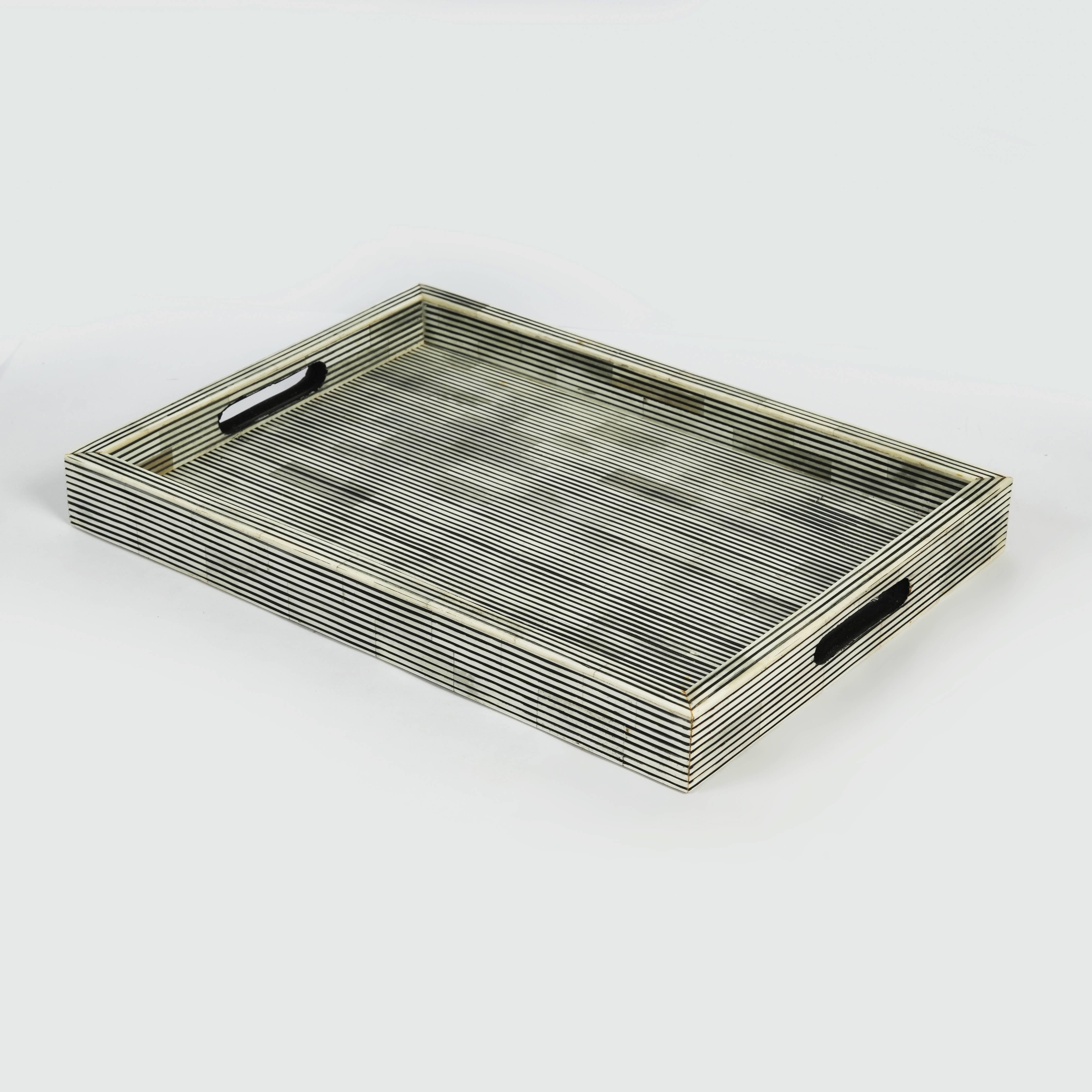 Pinstripe Bone Inlaid Decorative Trays