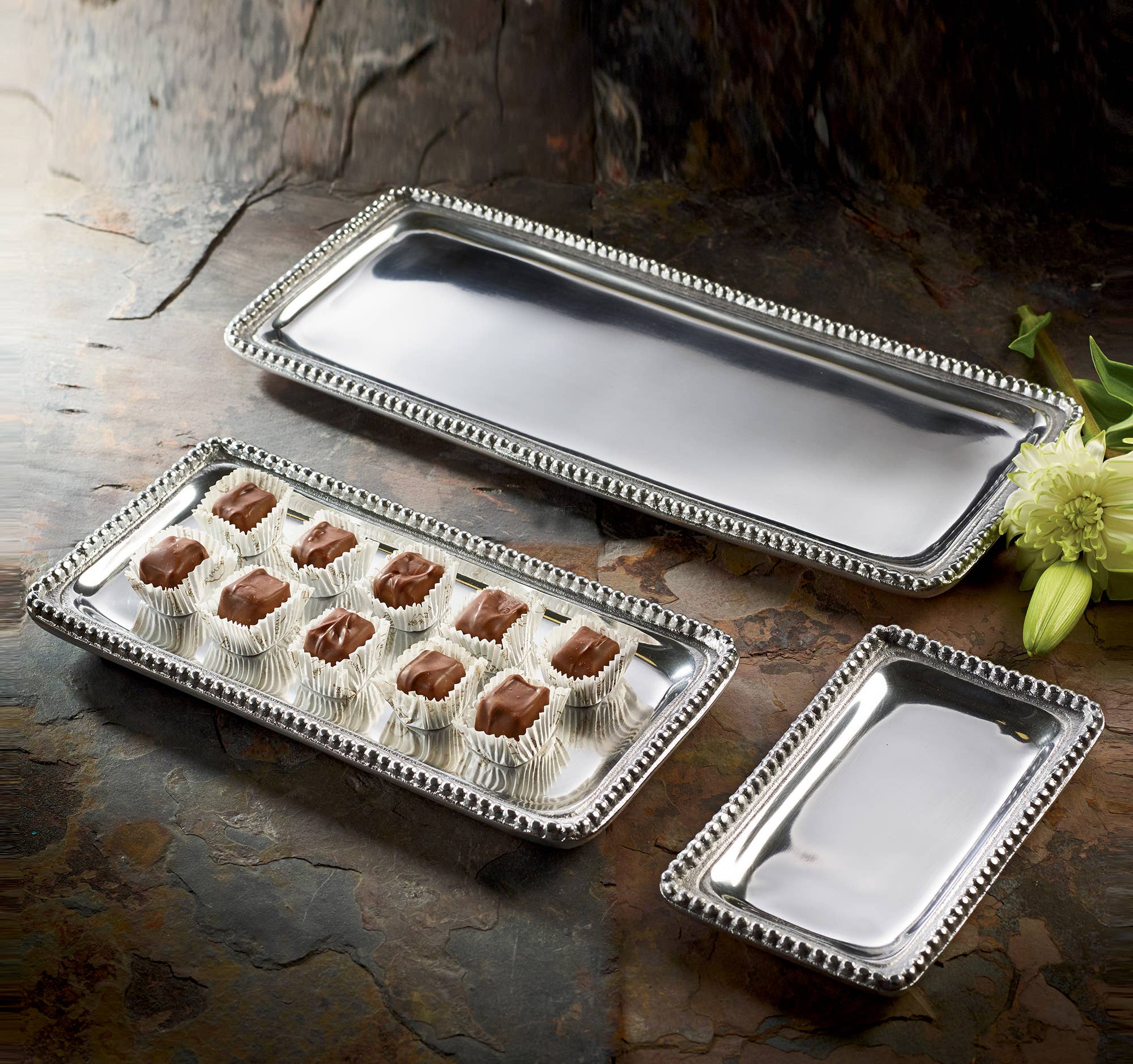 Beaded Rectangle Tray, Medium